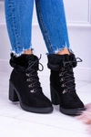 Czarne Damskie Botki Z Futerkiem Na Słupku Influence