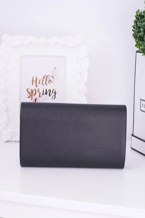 Elegancka Czarna Kopertówka Złote Okucia