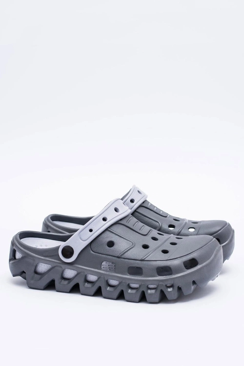 Ciemnoszare Męskie Ogrodowe Lekkie Klapki Kroksy Eva