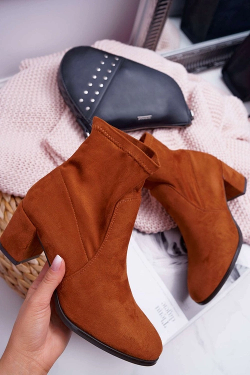 Botki Damskie Na Obcasie Sergio Leone Wsuwane Camel LikeStar