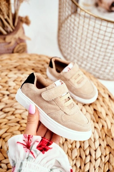 Sportowe Buty Dziecięce na Rzep Beżowe Albatros