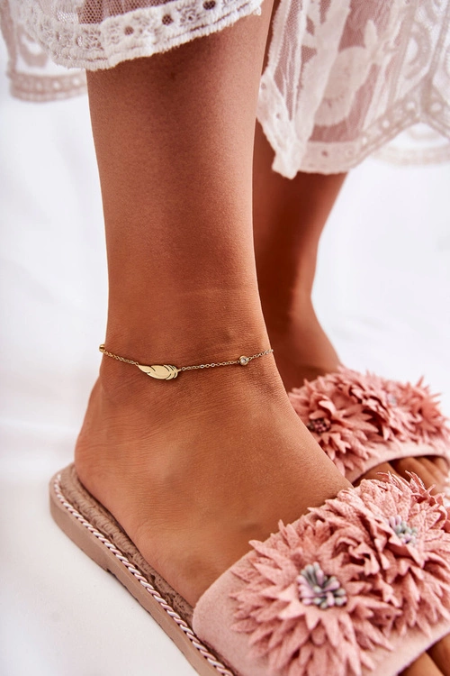 Damskie Klapki Z Materiałowymi Kwiatami Różowe Susana