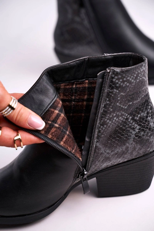 Botki Damskie Ciepłe Czarne Meatown