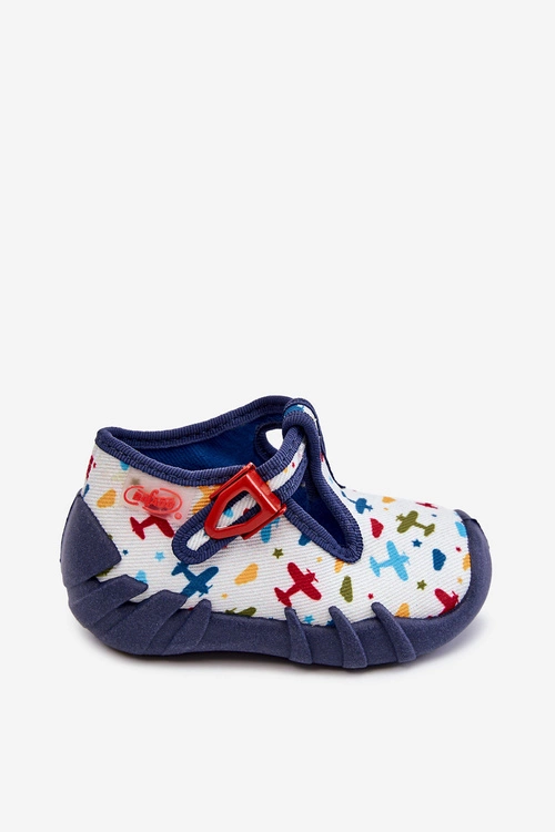 Buty Papcie Befado Samoloty 110P463 Biało-Granatowe