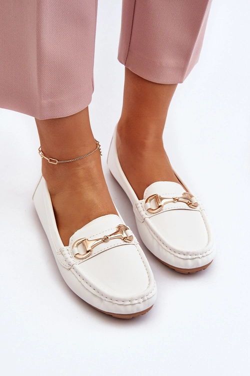 Damskie Klasyczne Mokasyny Eko Skórzane Białe Demese