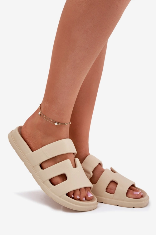 Piankowe Klapki Damskie Beżowe Dimelle