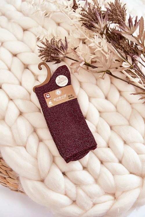 Damskie Skarpetki Antybakteryjne Z Błyszczącą Nicią Bordowe