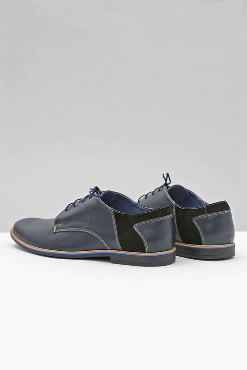 Męskie Półbuty Bednarek Eleganckie Skórzane Granatowe Biagio