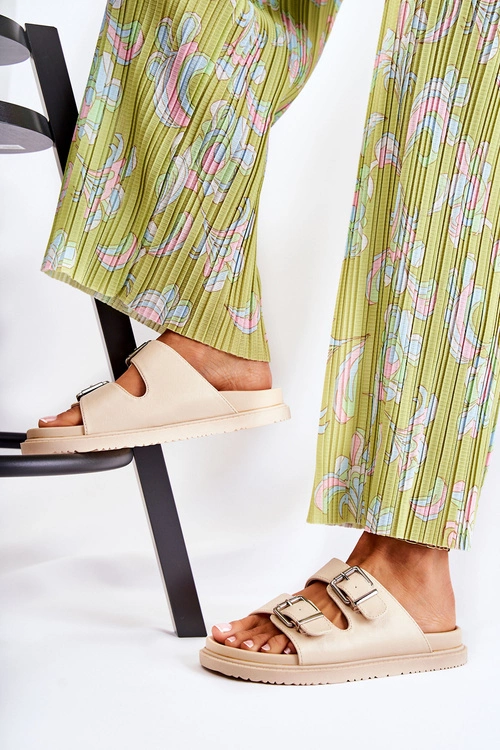 Klasyczne Wsuwane Klapki Damskie Beżowe Weston