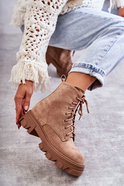 Zamszowe Ocieplane Botki Workery Brązowe Darvin