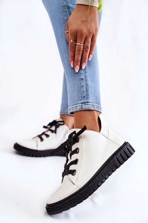 Skórzane Półbuty Sergio Leone PB210 Białe