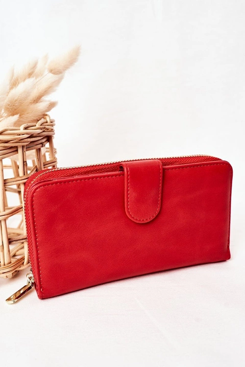 Duży Portfel Damski Z Kieszenią Czerwony