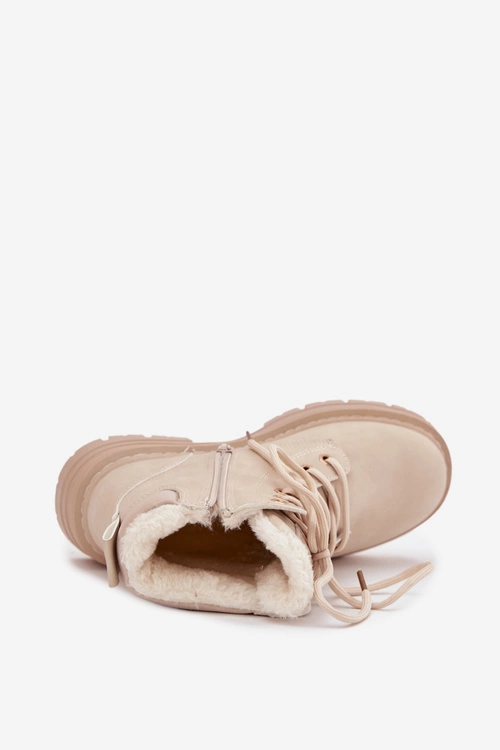 Trapery Damskie Ocieplane Futerkiem Na Zamek Jasnobeżowe Tharika