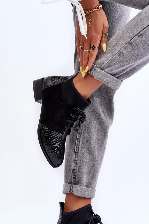 Półbuty Damskie Na Płaskim Obcasie Czarne S.Barski 259-1