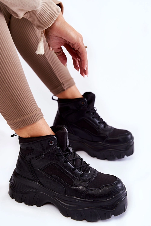 Modne Botki Trapery Memory Foam Big Star KK274371 Czarne