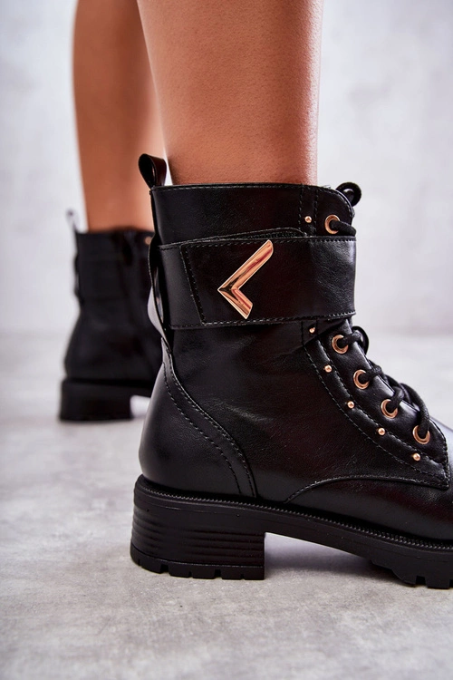 Ocieplane Skórzane Wężowe Botki Czarne Colira