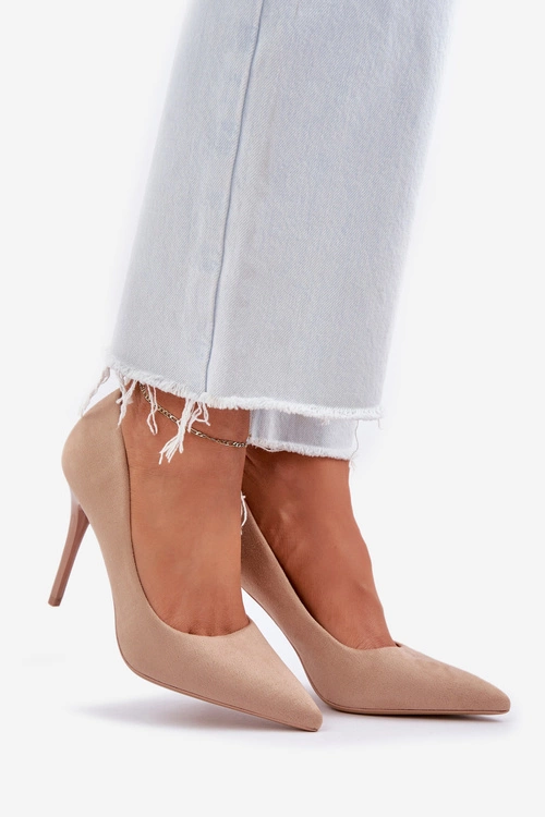 Klasyczne Szpilki Z Eko Zamszu Beżowe Navinda