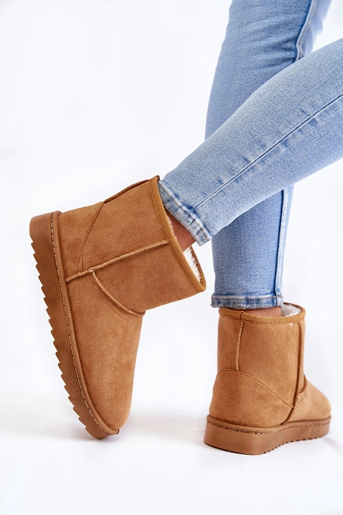 Damskie Ocieplane Botki Śniegowce Jasnobrązowe Virgina