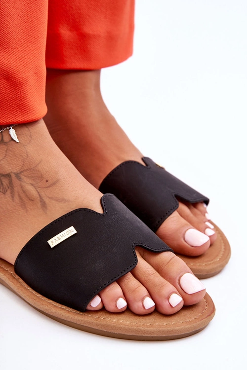 Damskie Wygodne Klapki Na Płaskim Obcasie Czarne Coraline