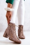 Zamszowe Ażurowe Botki Maciejka 05508-04 Beżowe