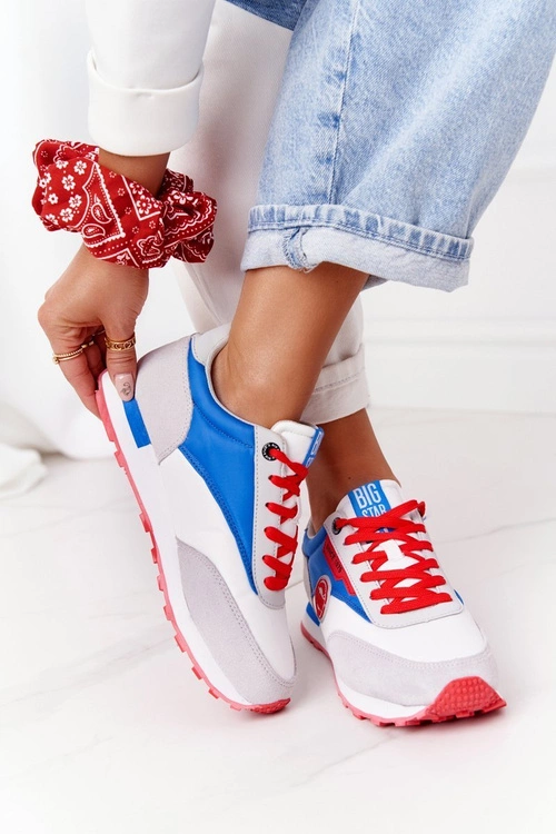 Damskie Sportowe Buty Memory Foam Big Star HH274526 Biało-Niebieskie