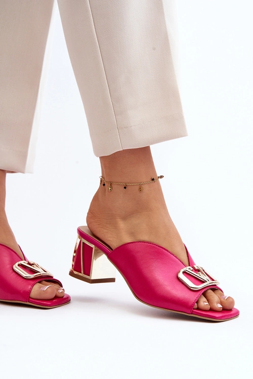 Eleganckie Klapki Damskie Na Obcasie Laura Messi 2771 Fuksja