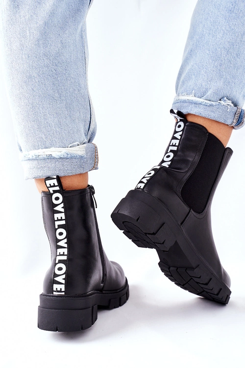 Damskie Ocieplane Botki Sztyblety Czarne Roulette