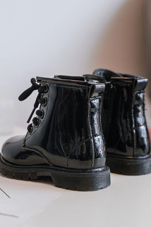 Dziecięce Botki Lakierowane Z Suwakiem Czarne Tibbie