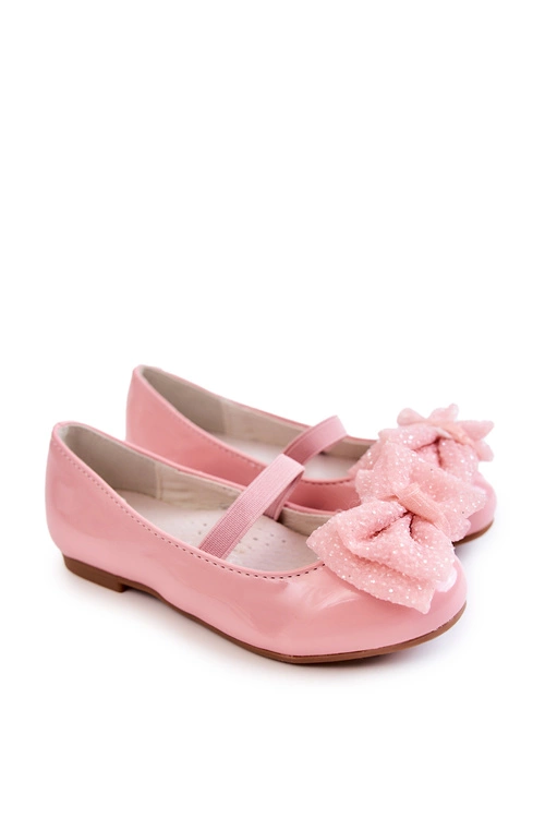 Dziecięce Lakierowane Balerinki Z Kokardą Różowe Zolly