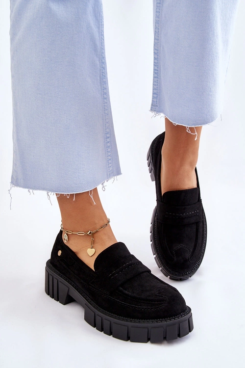 Damskie Zamszowe Wsuwane Półbuty Czarne Fiorell