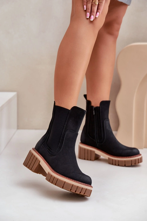 Botki Sztyblety Na Zamek Ocieplane Czarne Linneviae