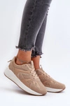 Sneakersy Damskie Na Platformie Brązowe Lenivia