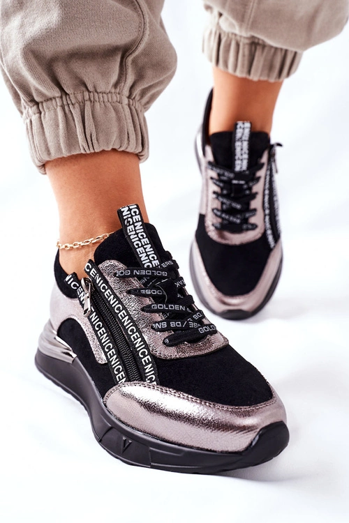 Sportowe Damskie Buty Sneakersy Czarne Aduan