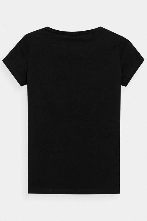 Damski Gładki T-Shirt Z Logo Czarny 4F 4FWMM00TTSHF1845-20S