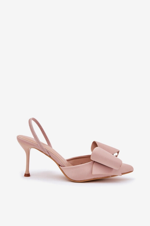 Szpilki Z Odkrytymi Piętami I Kokardką Beżowe Eklevia