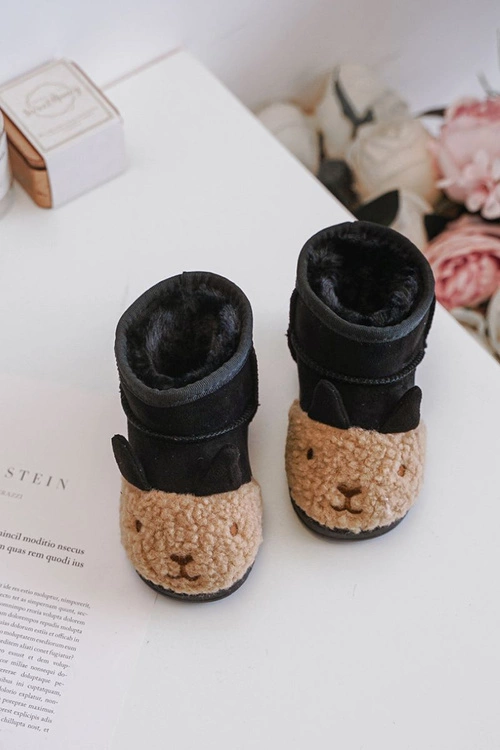 Ocieplane Dziecięce Botki Śniegowce Lamy Czarne Esandira