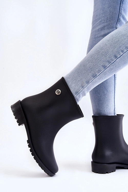 Damskie Klasyczne Wsuwane Kalosze Czarne Floriana