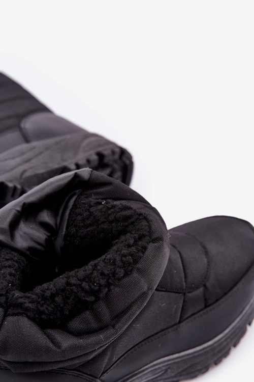 Śniegowce Męskie Na Zamek Ocieplane Futerkiem Czarne Linnora