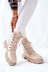 Damskie Ocieplane Botki Trapery Beżowe Perfect