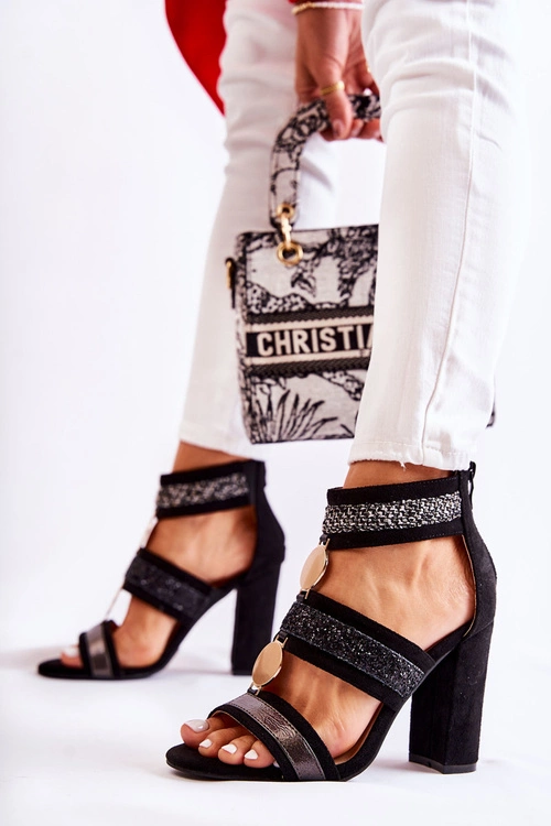 Damskie Sandały Na Obcasie Czarne Laurita