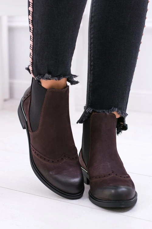 Damskie Bordowe Skórzane Sztyblety Fields