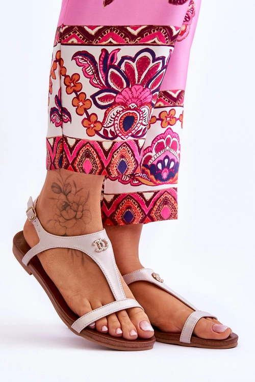 Płaskie Sandały Z Ozdobą S.Barski KV-5541-45 Beżowe