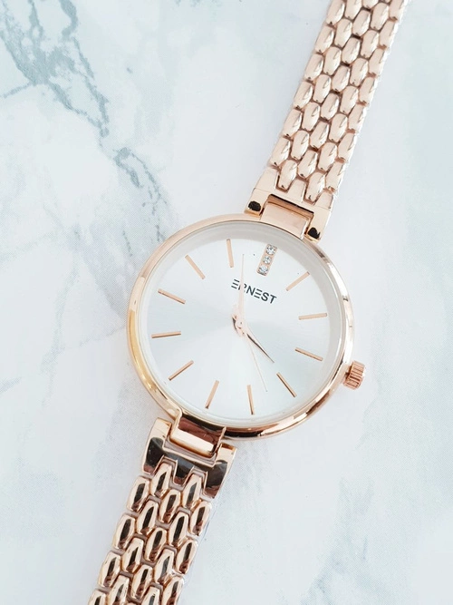 Ernest Damski Zegarek na Bransolecie Złoty Róż Rentero