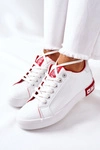 Damskie Skórzane Tenisówki BIG STAR II274032 Biało-Czerwone