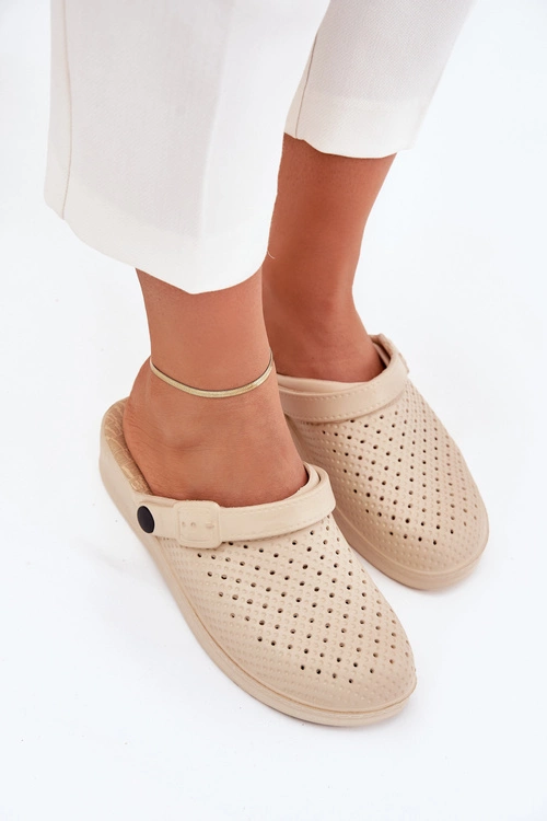 Piankowe Klapki Chodaki Damskie Beżowe Faylina