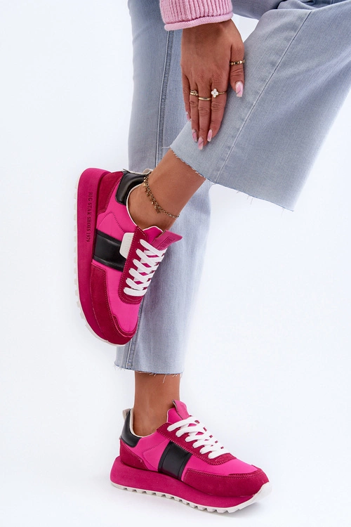 Sneakersy Damskie Na Platformie Big Star NN274500 Memory Foam System Fuksja