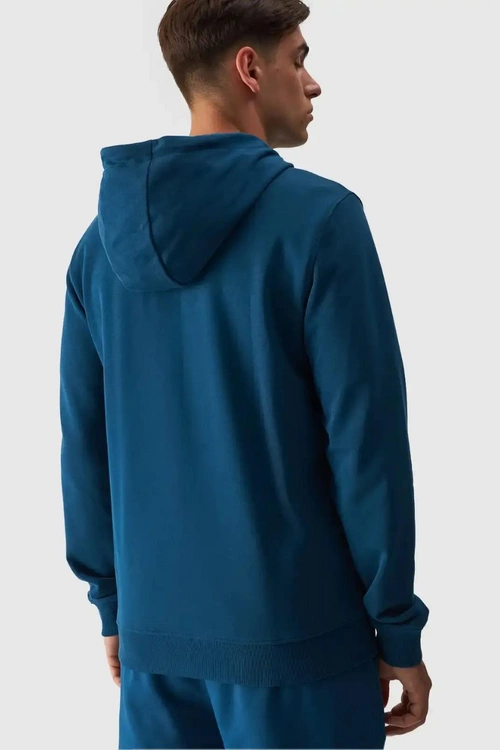 Męska Bluzka Z Kapturem Rozpinana 4F 4FWAW24TSWSM1256-46S Turkusowa