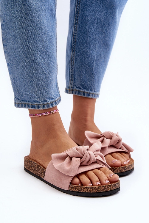 Damskie Klapki Z Kokarda Różowe Ezephira