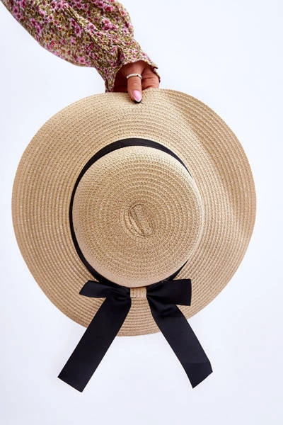 Klasyczny Damski Kapelusz Z Kokardą Beżowy