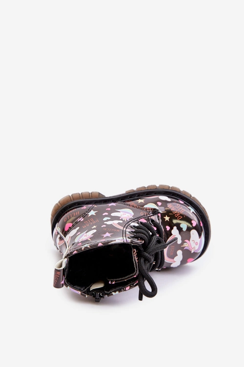 Dziecięce Botki Ocieplane Z Suwakiem Jednorożce Czarne Tiptop